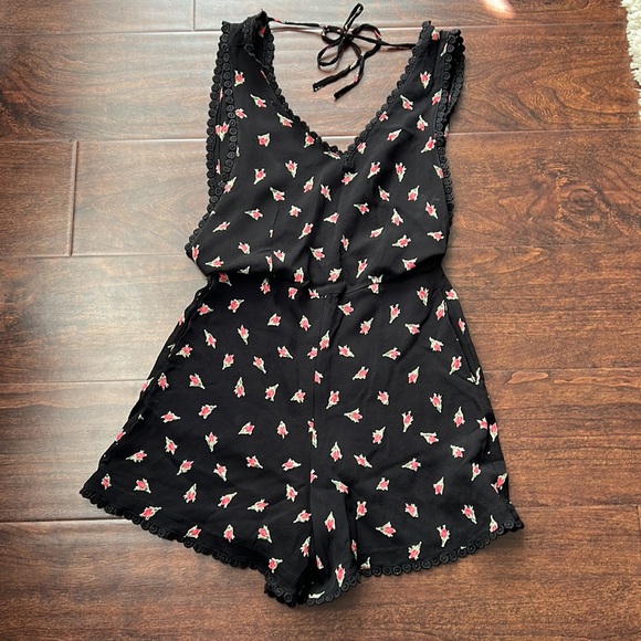 Topshop Petite Rose Print Romper - Picture 5 of 8